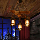 Vintage Black Ceiling Chandelier Pendant Light with Clear Glass Lantern Shade - 3-Bulb - This exquisite ceiling lamp is sure to bring the modern industrial look and feel to your home like no other. With its imaginative mix of metals, the 3